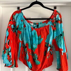 Stitch Fix Off the Shoulder Shirt | Size L | Abstract Print